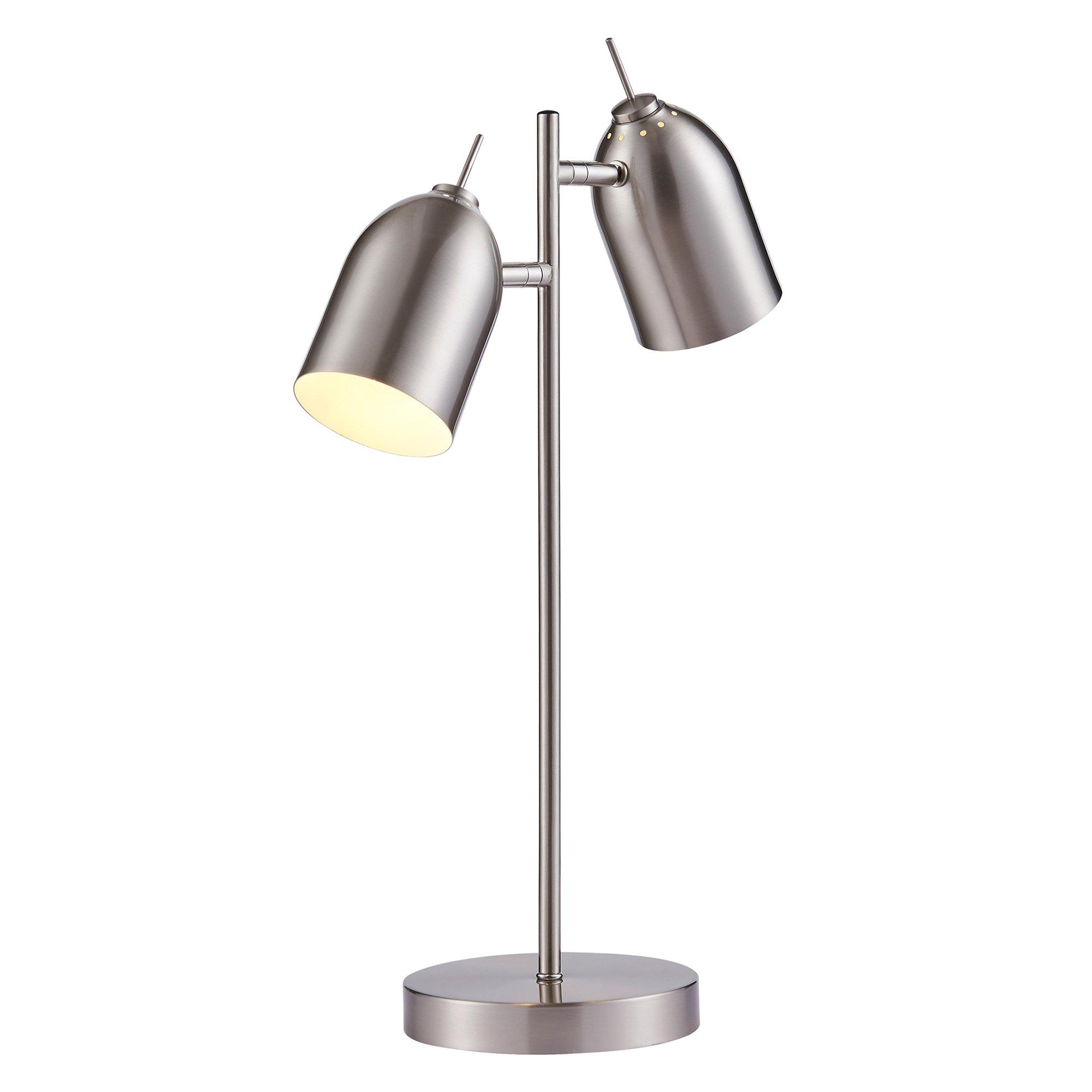 Teamson Home Mason Modern Double Light Adjustable Table Lamp Standing Light Chrome Shade Finish for 